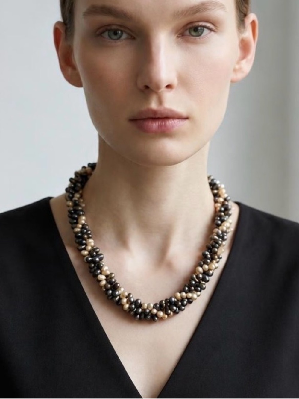 Chunky Multi Strand Pearl Necklace, Heavy Weight